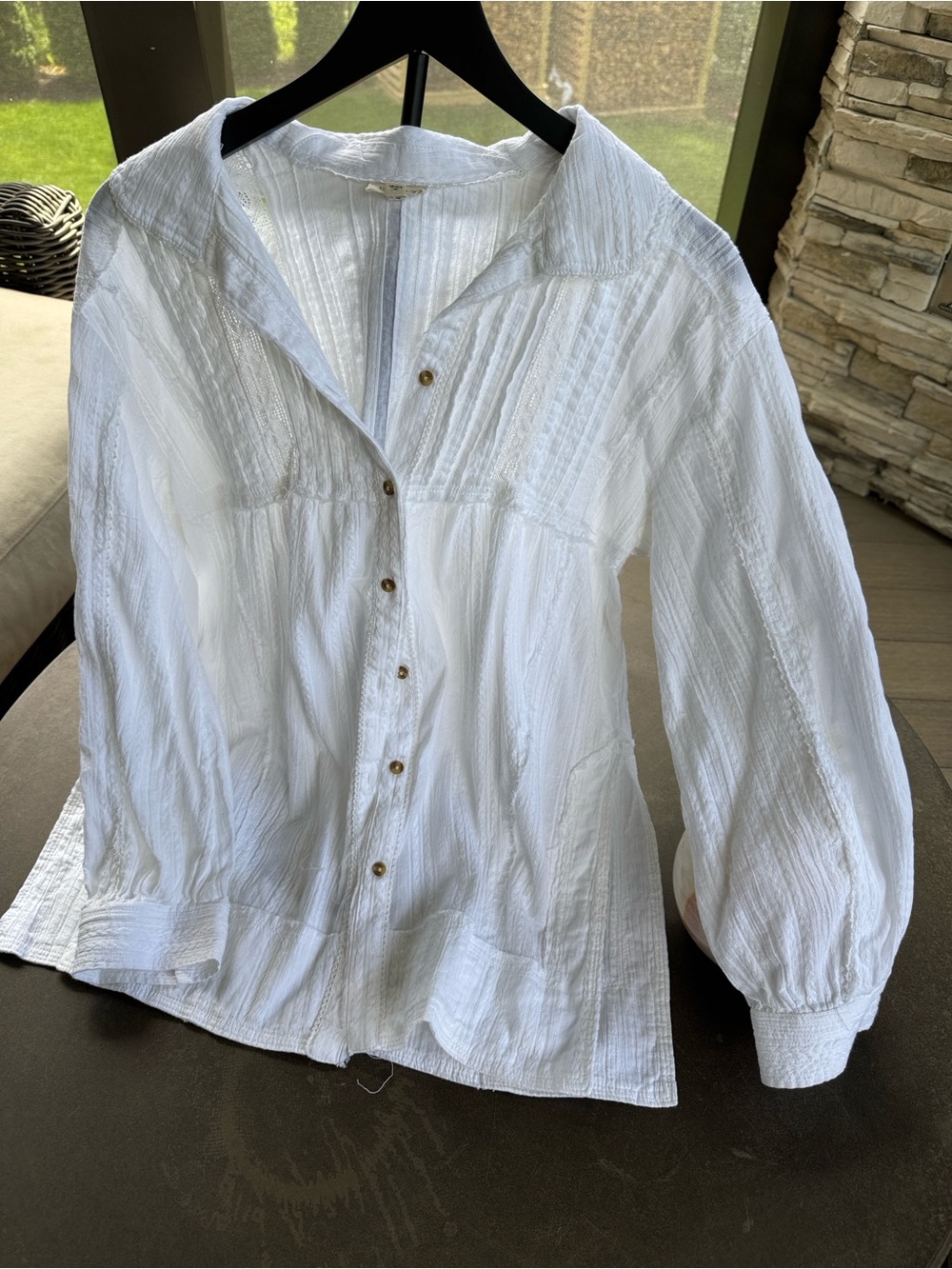 Pilcro White Linen Button Down Oversized Shirt